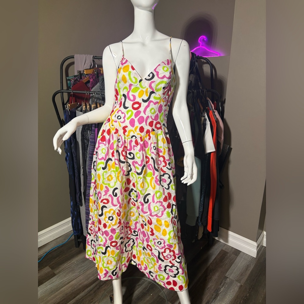 NWT RHODE Linen Sophie Dress in Painted Bloom 2
